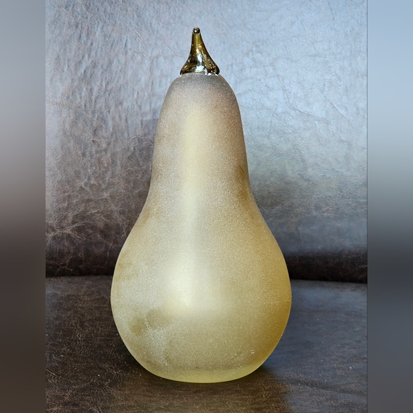 Blenko Glass Pears Frosted Golden Amber 8.5” Fruit Figurines Handblown - Picture 3 of 9
